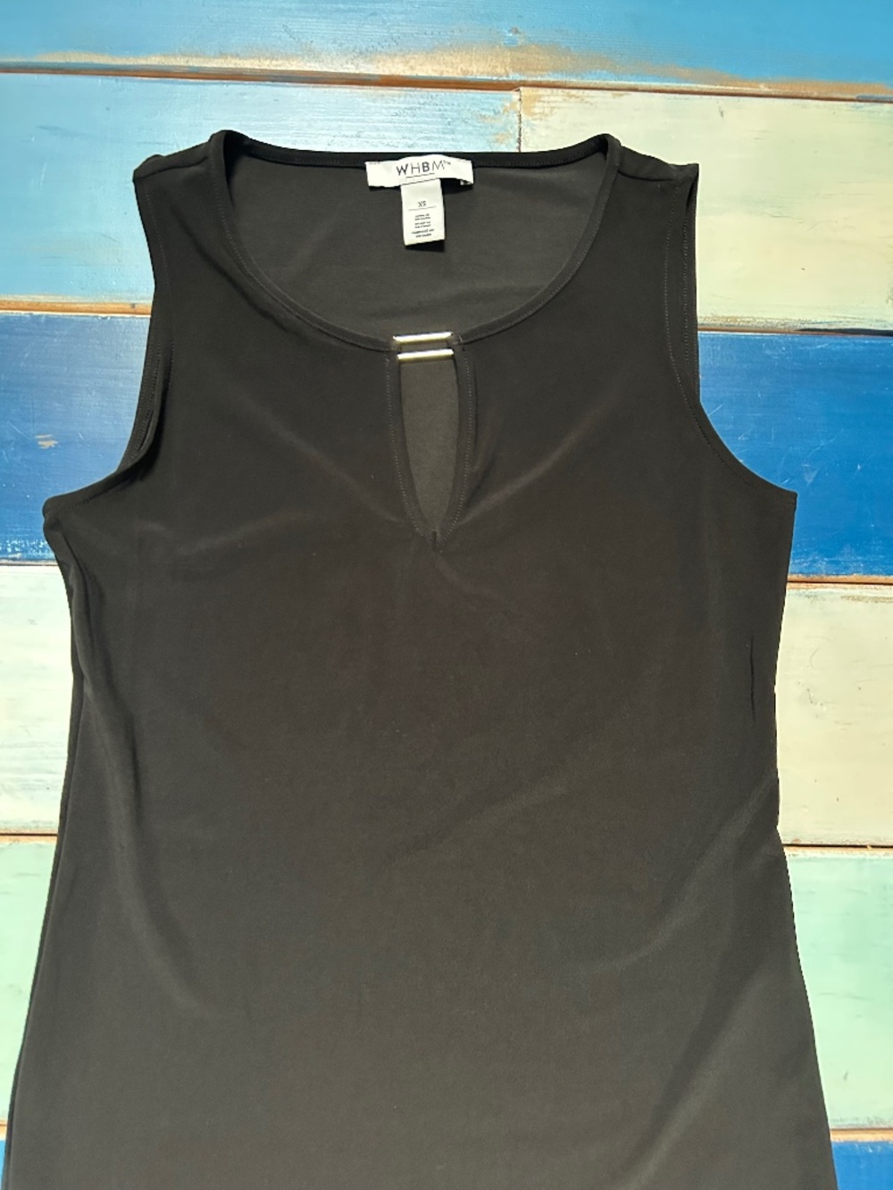 WHBM White House Black Market Black Sleeveless Keyhole Blouse Top XS